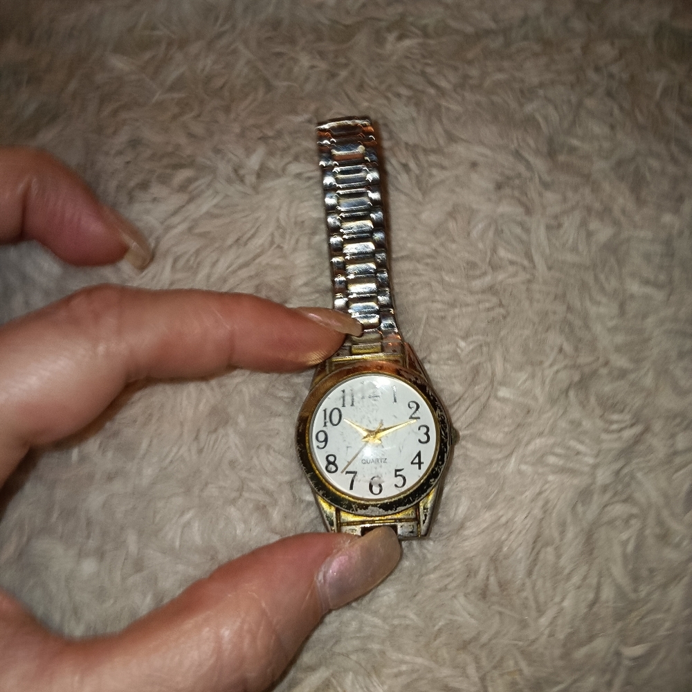 Silver with Gold accenta Quartz Watch